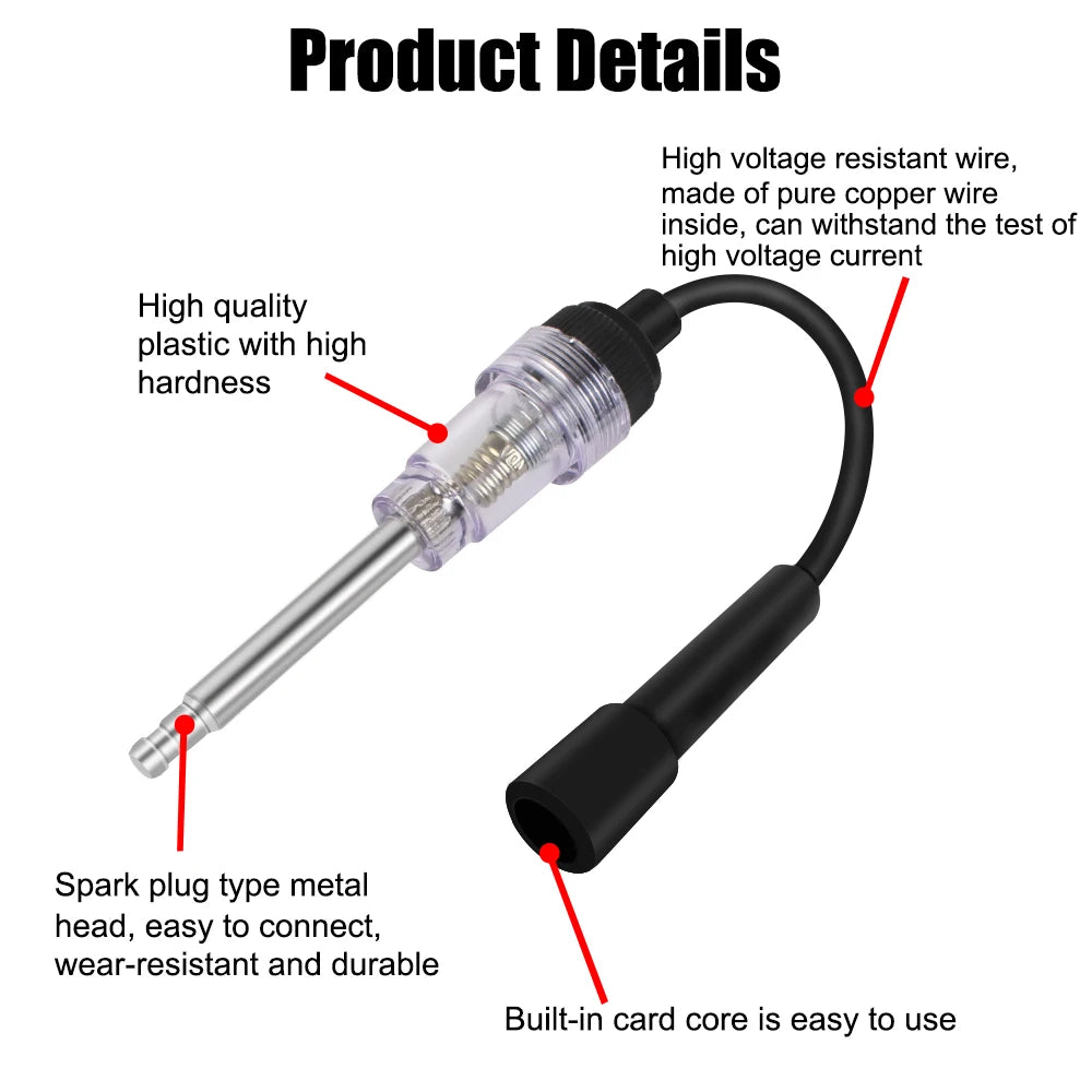 Car Spark Plug Tester Diagnostic Tools Engine Start Test In-Line Igniton Troubleshooting Kit Tru - Automotive LED Light