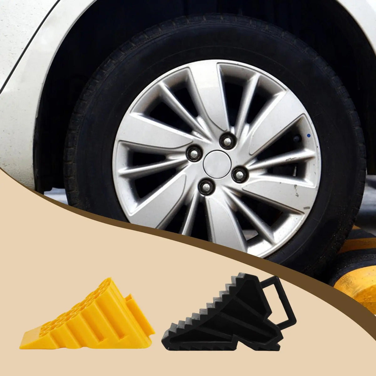 Wheel Chock Tire Wedge Anti Slip Practical Lightweight, Accessory, Multipurpose Wheel Stabilizer - Automotive LED Light
