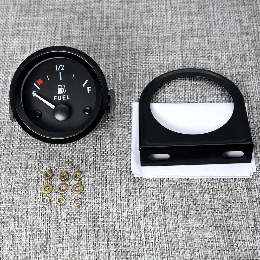 AD 52mm Fuel Gauge Universal Fuel Level Gauge Meter 240-33ohm Signal with White Backlight 12V Bl - Automotive LED Light