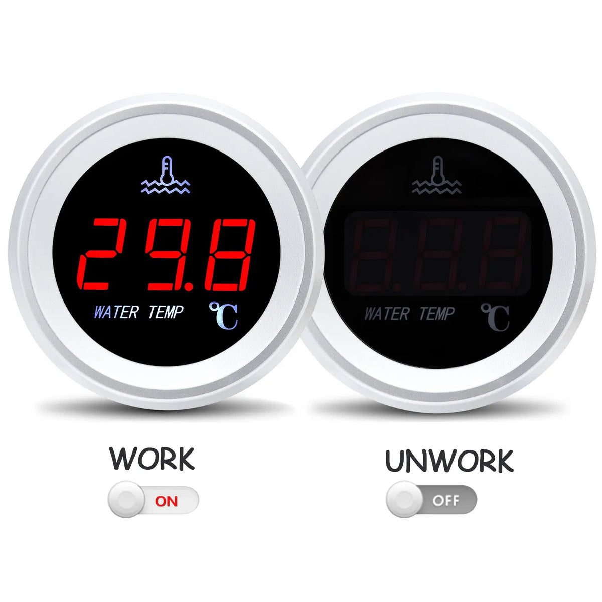12v Auto Digital Temperature Meter 0-120℃ with Alarm Warning Red LED Display Water Temp Gauge fo - Automotive LED Light
