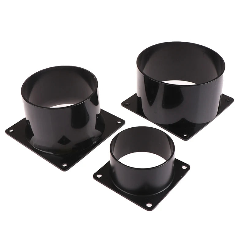 Black Flange Connector 75/100/120/150mm Plastic Square Bottom Straight Flange Air Inlet And Outl - Automotive LED Light