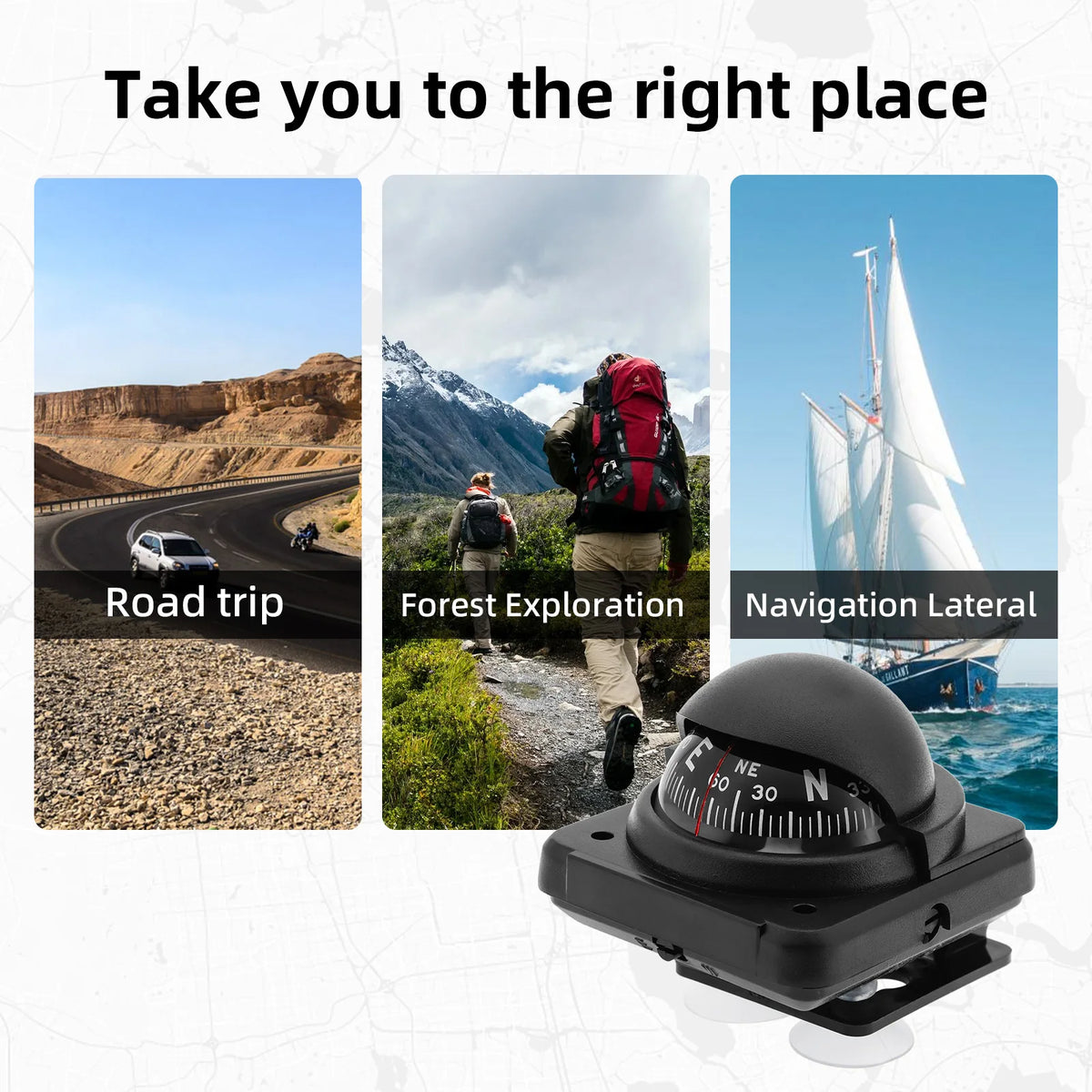 Car Dashboard Compass Mini Ball Dash Dashboard Accurate Data Car Mount Interior Accessories For  - Automotive LED Light