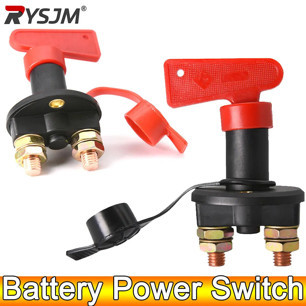 AD Car Power Switch 12V Main Cut Off Kill Switch Vehicle Modified Isolator Disconnector Red Key  - Automotive LED Light