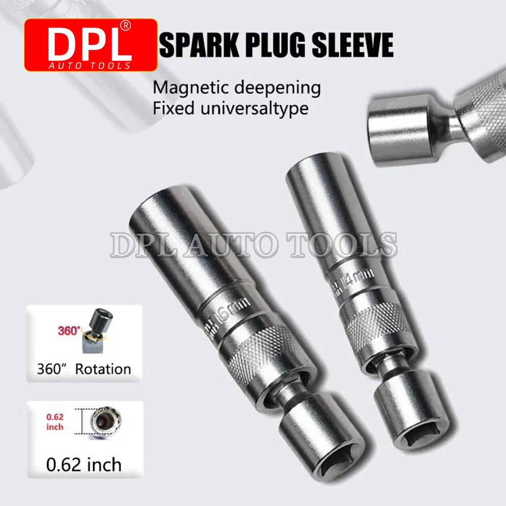 14mm/16mm Magnetic Spark Plug Socket Wrench 12 Angle Repair and Removal Tool Thin Wall 3/8 Inch  - Automotive LED Light