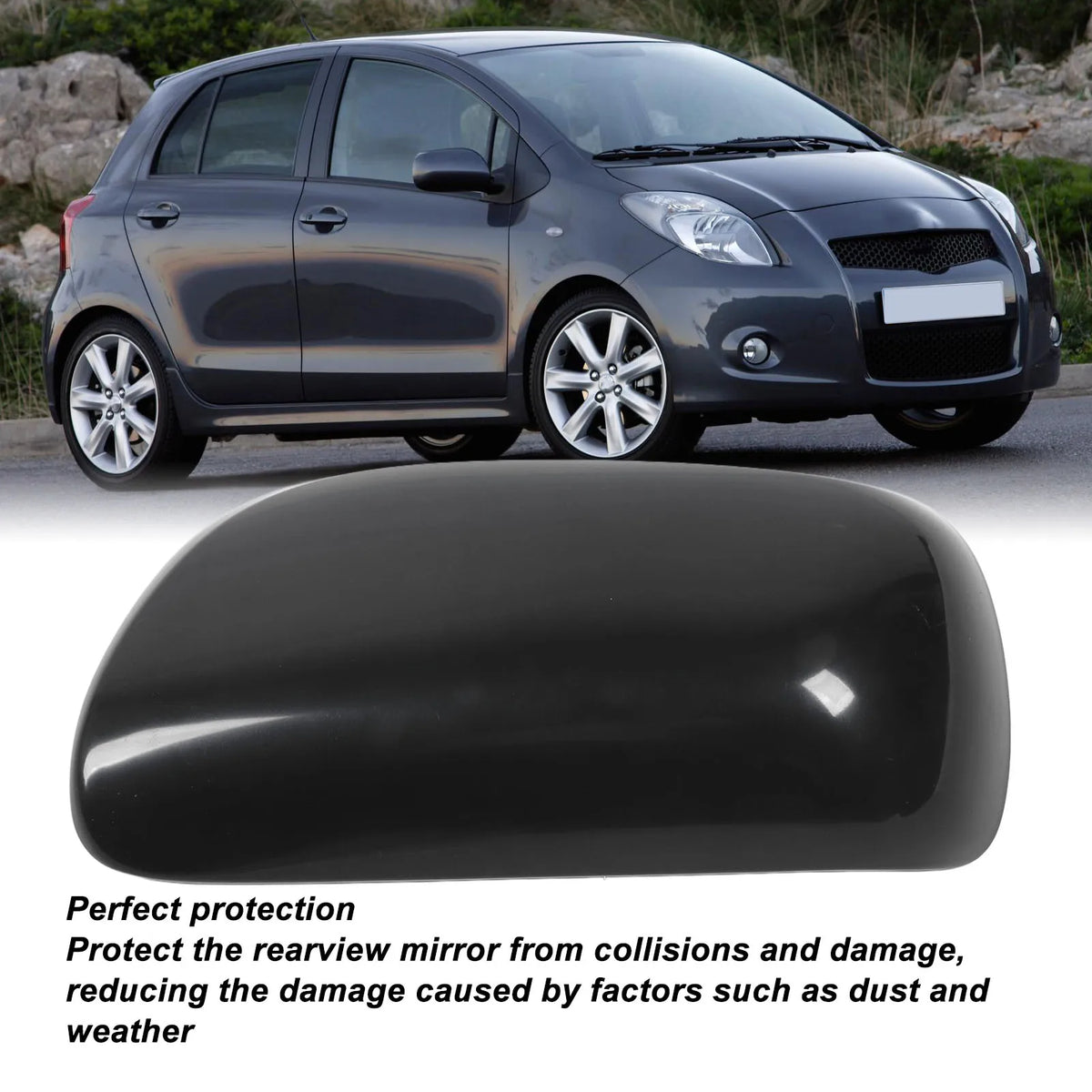1Pc Door Wing Mirror Cover Left Side Compatible For Toyota Yaris 2006-2011 Autom for Toyota 2006-2011 - Automotive LED L