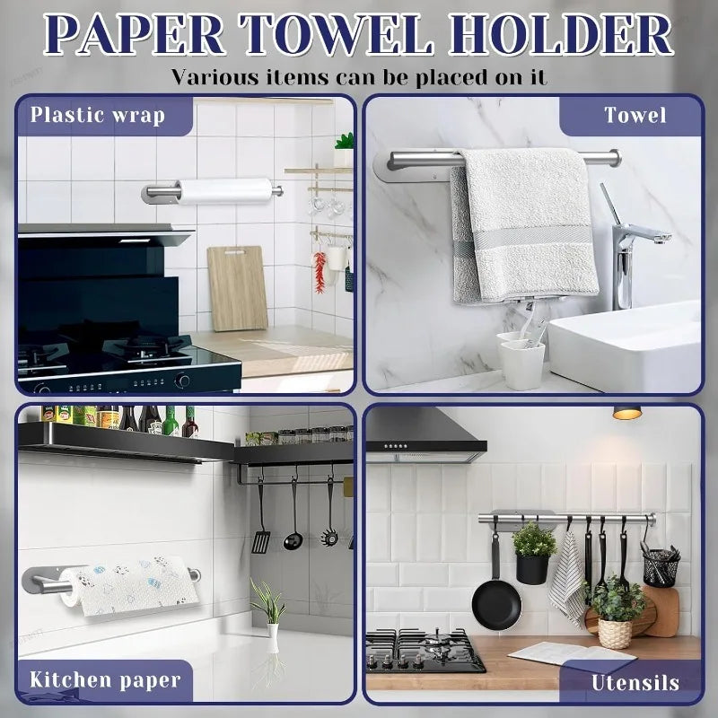 Under Cabinet Wall Mount Stainless Steel Paper Towel Holder Self Adhesive Or Drilling For Kitche - Automotive LED Light