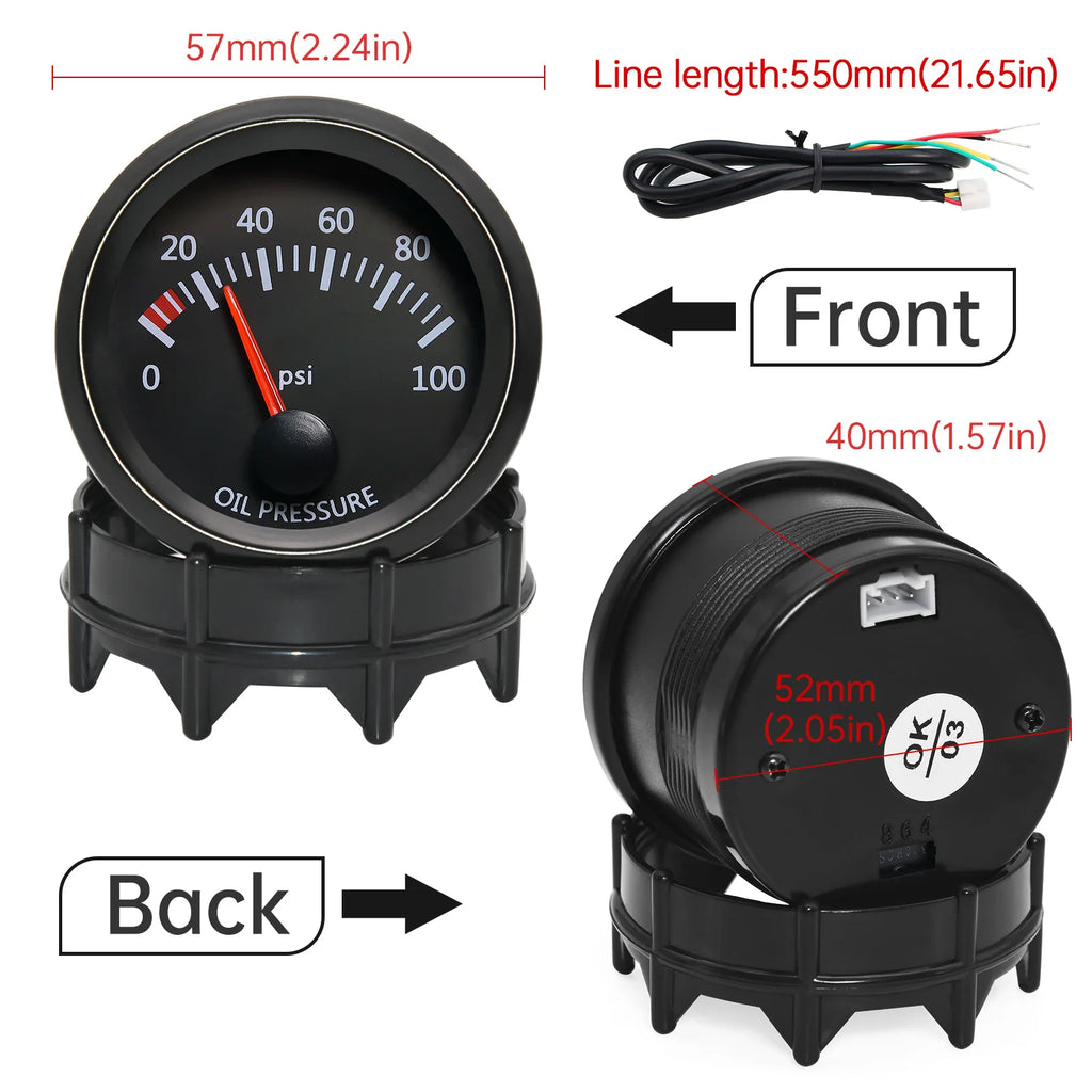 AD 52mm Boost Gauge Water Temp Oil Temp Pressure Turbo Pressure Gauges Voltmeter Air Fuel Ratio  - Automotive LED Light