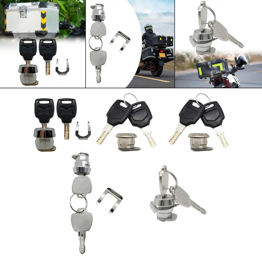 Universal Motorcycle Trunk Lock Aluminum Tail Box Cylinder Key Set Scooter Luggage Replacement P - Automotive LED Light