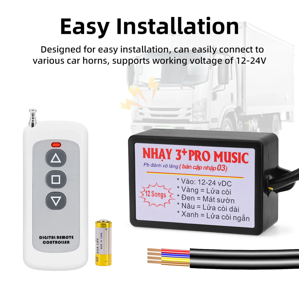 Car Horn Controller with 8 10 12 Sound Effects Switching Electric Horn Speaker Wireless Control  - Automotive LED Light