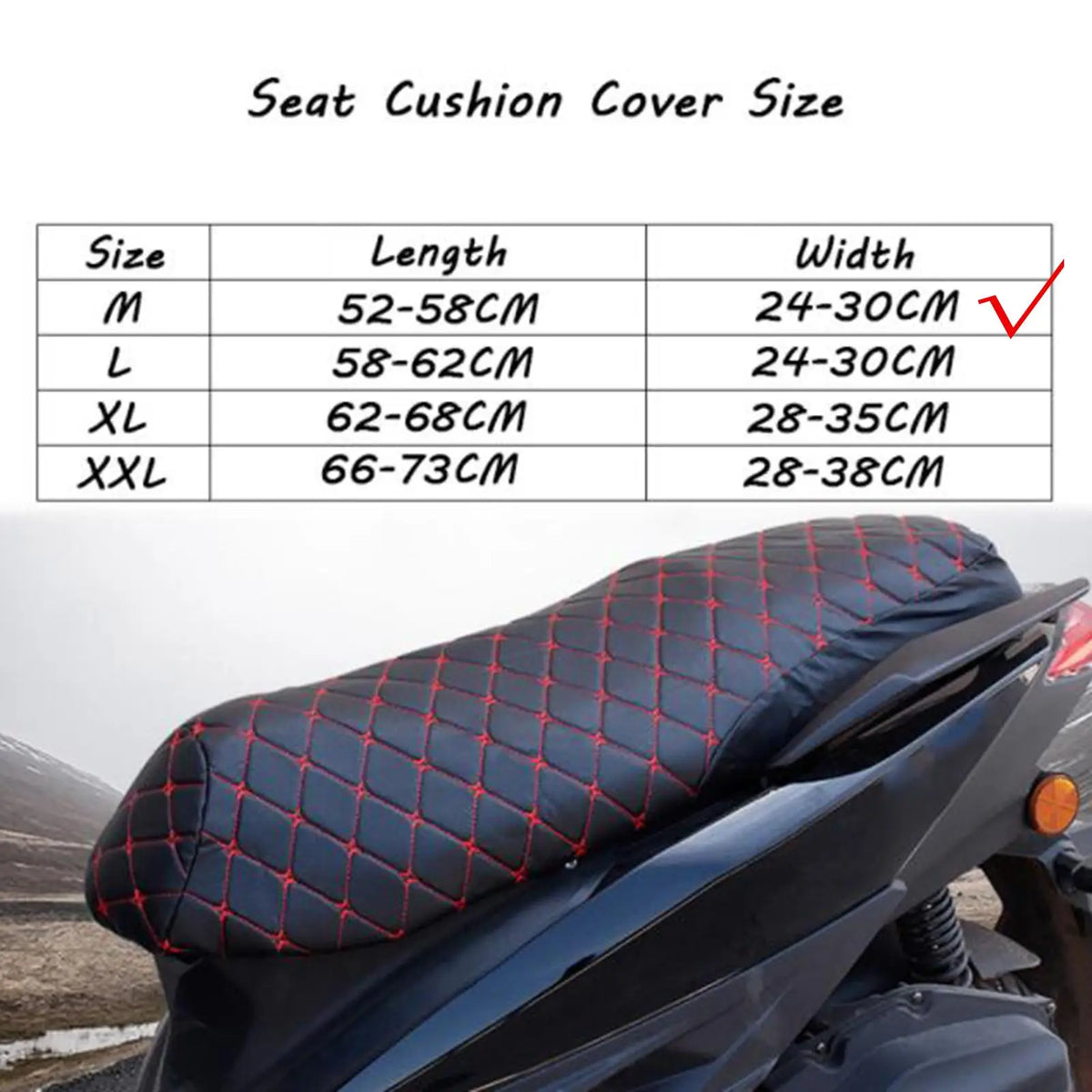Black Leather Motorcycle Cushion Cover Waterproof Dustproof Saddle Seat Protector for Motorbike  - Automotive LED Light