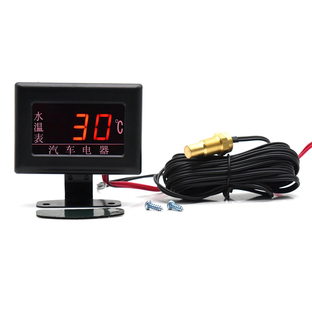 Universal 0～120 Celsius Water Temperature Gauge with Sensor Fit for 12V~24V Car Boat Marine Digi - Automotive LED Light
