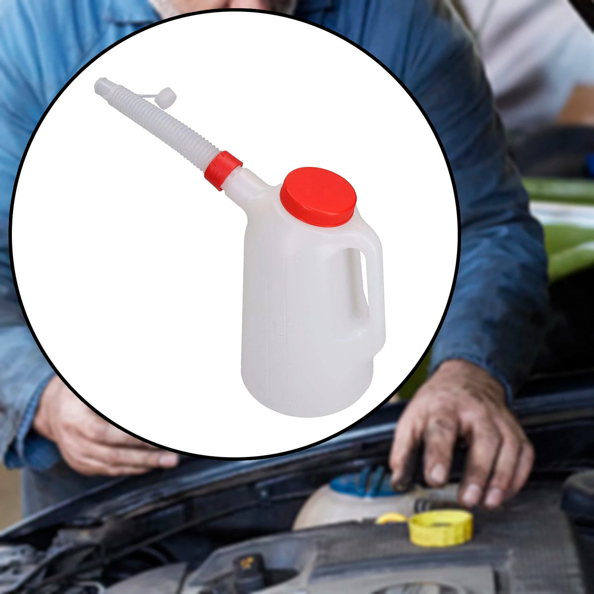 Oil Jug with Spout Oil Dispensing Bottles Measuring Container Jug Tools Leakageproof Engine Oil  - Automotive LED Light
