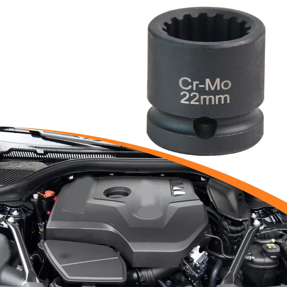 Camshaft Sleeve Socket 1/2" Drive, Portable, Sturdy, Compact, 22mm 16 Points Eng for BMW B58 B48 B38 - Automotive LED Li