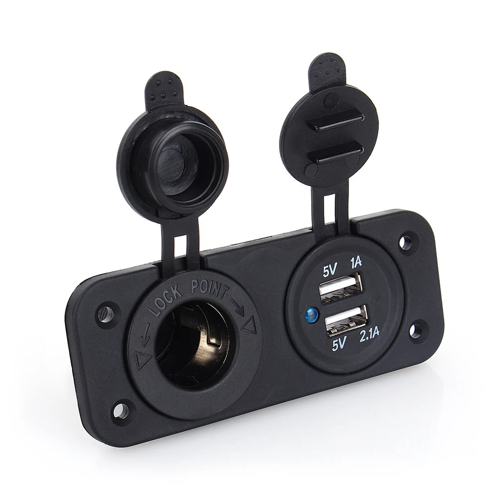 Dual USB Car Auto Cigar Lighter Socket Splitter 12V Charger Power Adapter Outlet - Automotive LED Light