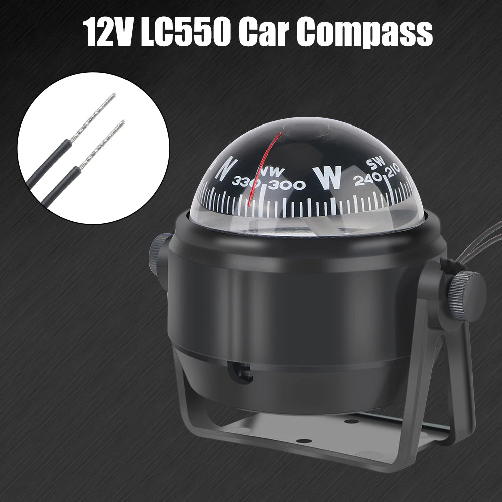 Waterproof 12V Boat Compass With Electronic LED Light Nautical Compass Navigation Positioning LC - Automotive LED Light