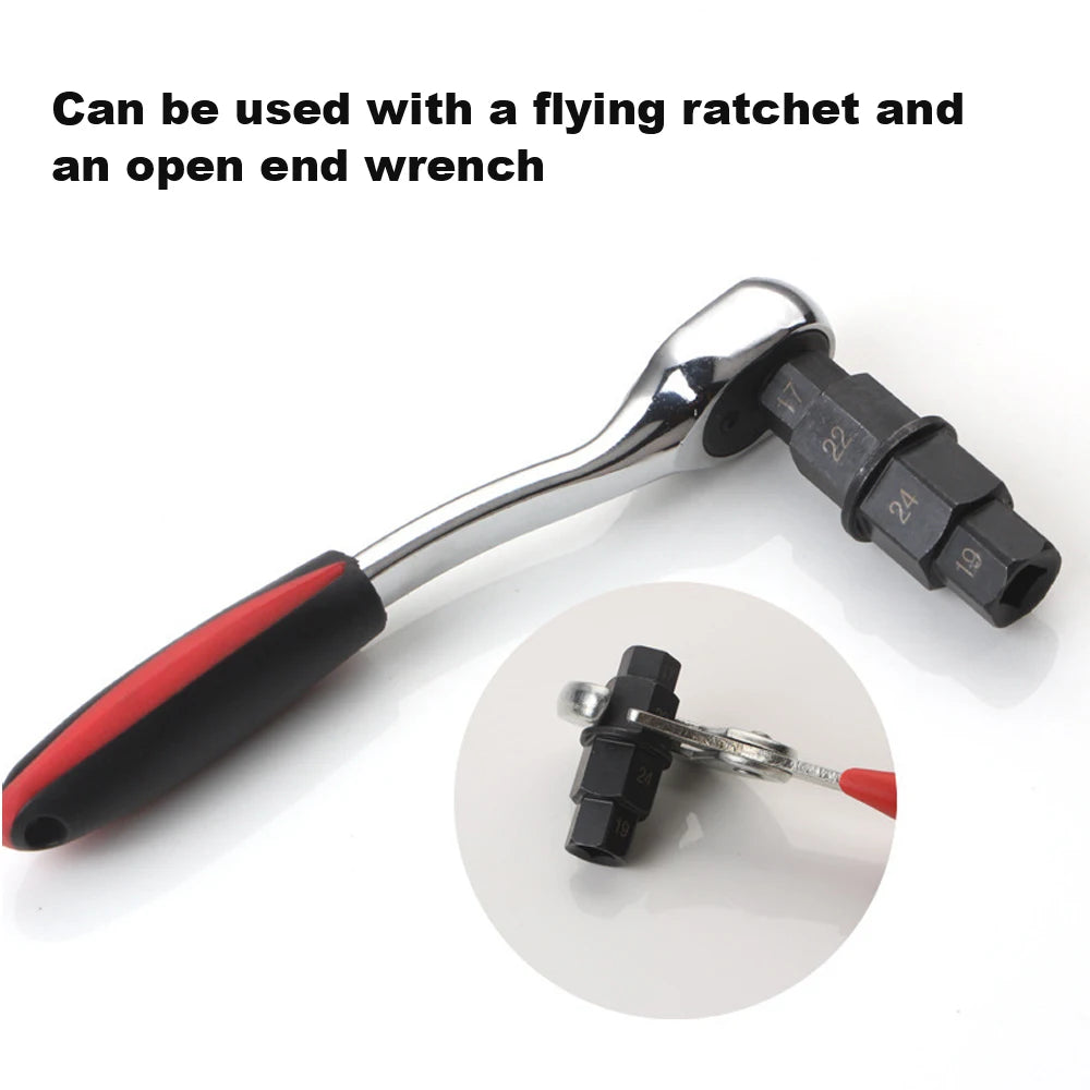 17 19 22 24mm Durable 3/8 inch Multifunction Multi Purpose Motorcycles Hex Axle Tool Professiona - Automotive LED Light