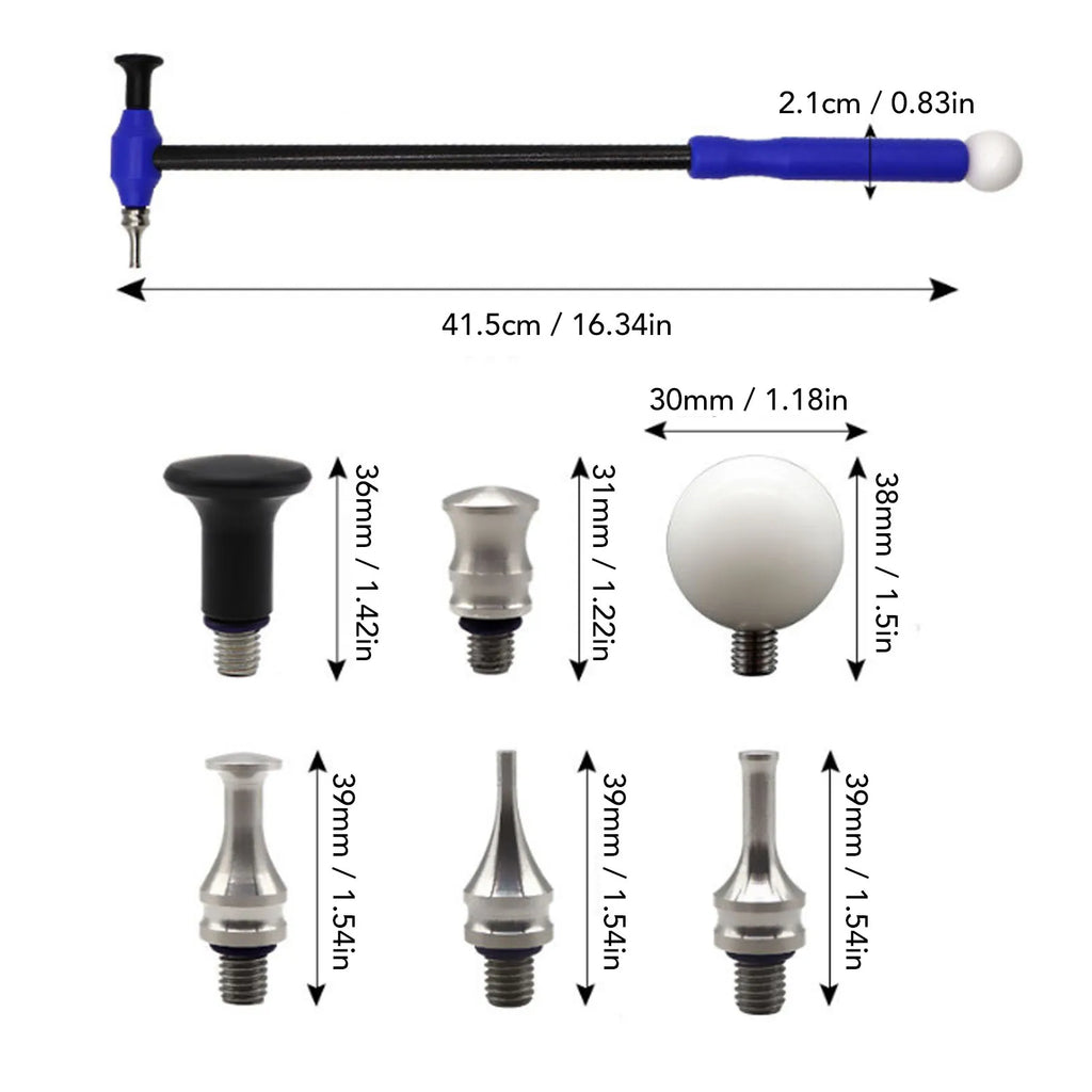 Auto Body Hammer Tools Set Paintless Dent Repair Leveling Hammer with 6 Replacement Heads for Ca - Automotive LED Light