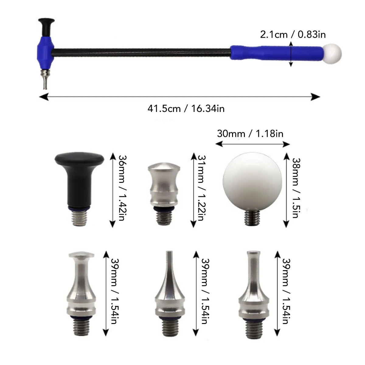 Auto Body Hammer Tools Set Paintless Dent Repair Leveling Hammer with 6 Replacement Heads for Ca - Automotive LED Light