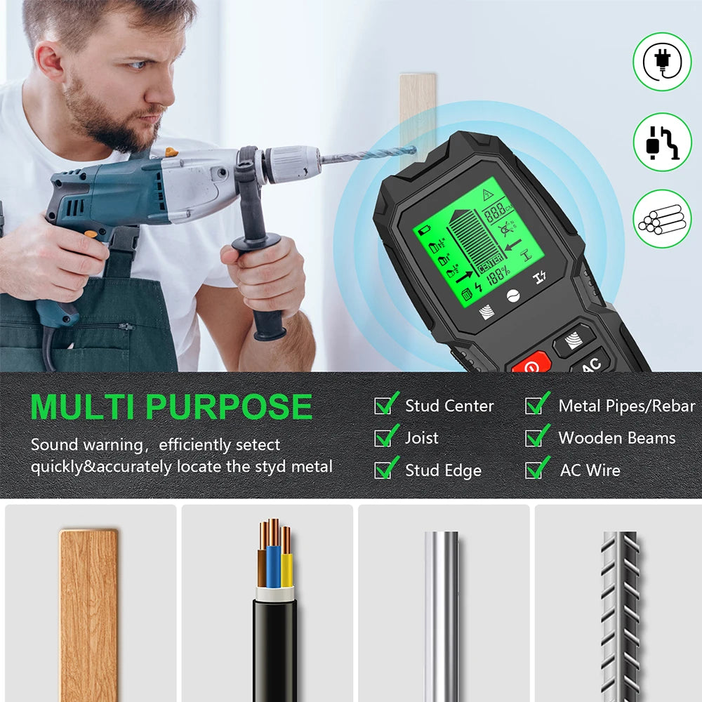 Wall Scanner 7 in 1 LCD Electronic Detector Metal Detector Testing Tools High Sensitivity Wall S - Automotive LED Light