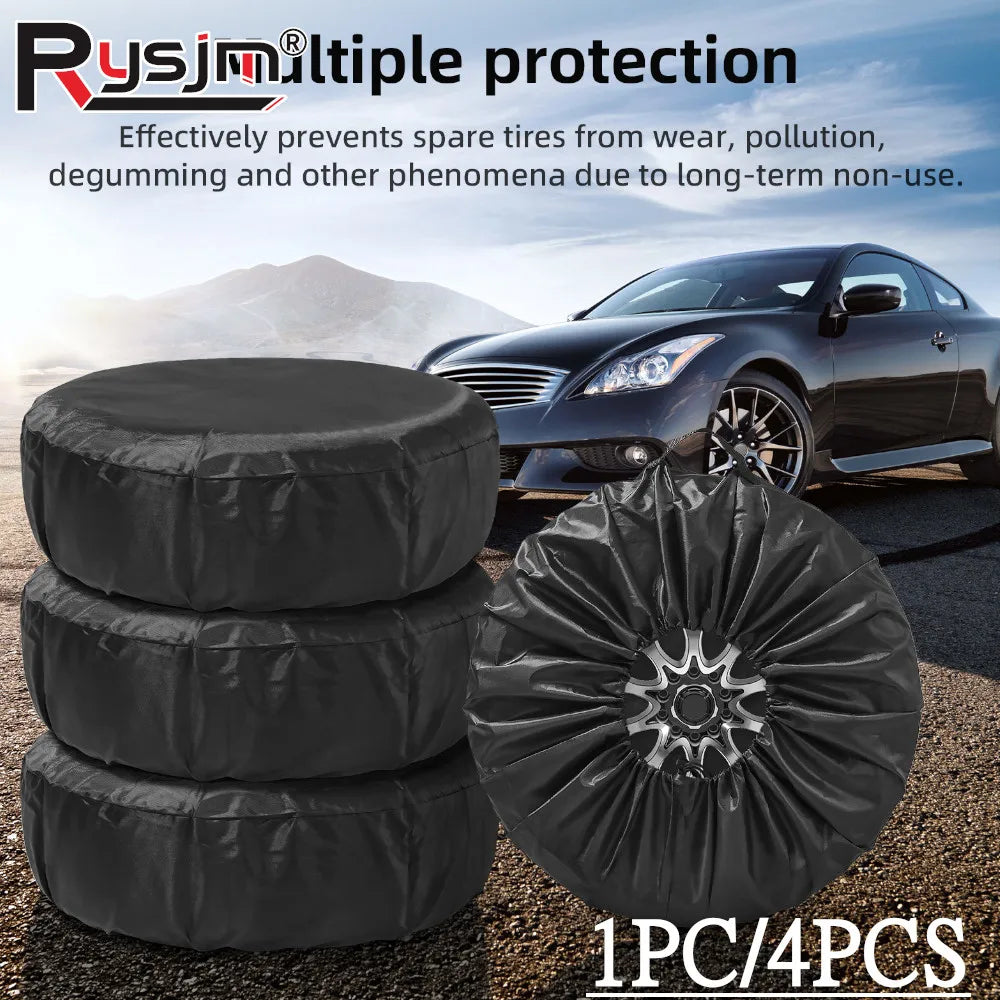 1PC/4PCS Spare Tire Cover Case Tire Wheel Bag Spare Wheel Tyre Weather Protection Storage Covers - Automotive LED Light