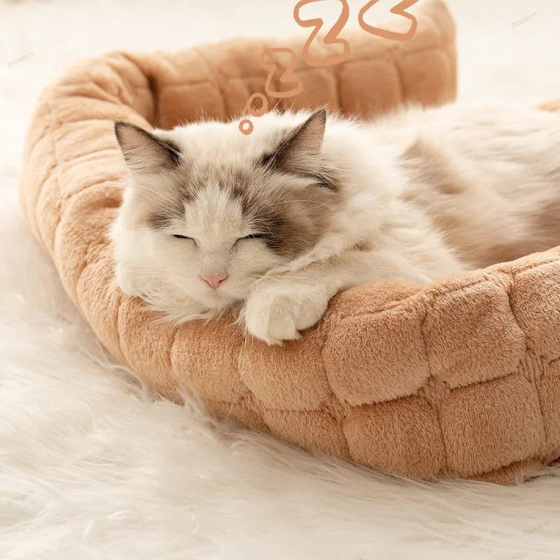 Super Soft Plush Dog Bed Mat Winter Warm Cozy Non-Slip Flannel Sofa Couch Cover with Neck Pillow - Automotive LED Light