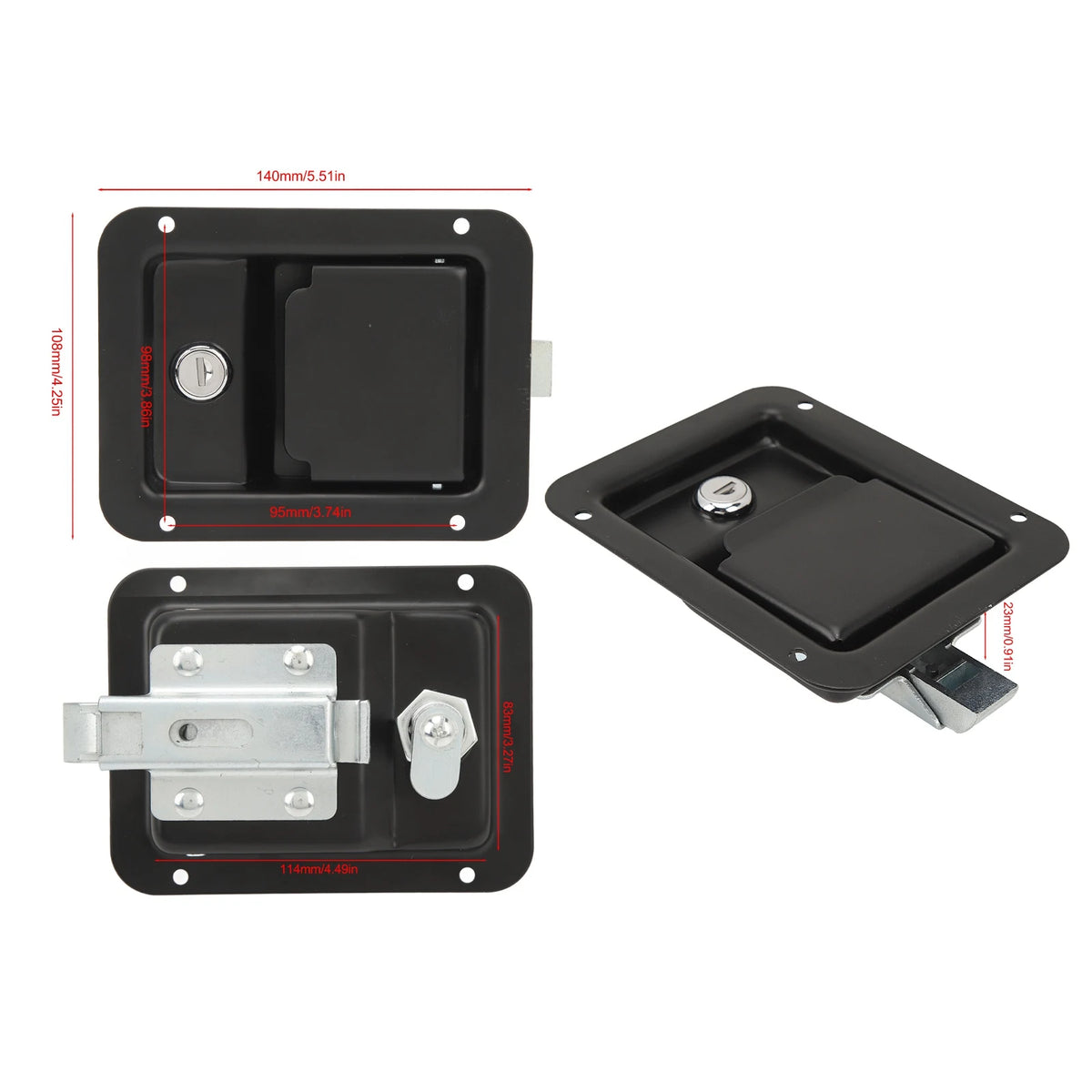 Tool Box Handle Latch with 2 Keys Flush Mount Steel Construction Heavy Duty for RVs Trucks Trail - Automotive LED Light