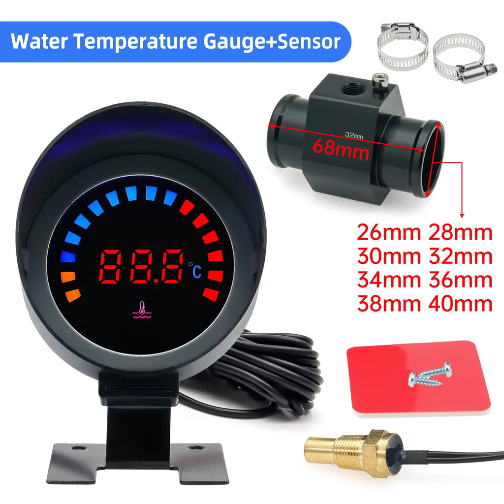 AD 45~120 ℃ Water Temperature Gauge Car Digital LCD Water Temp Meter With 10mm Temperature Senso - Automotive LED Light