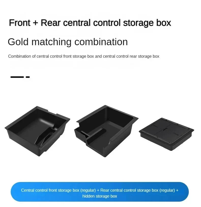 Center Console Organizer for Tesla Model Y 2023 2024 Rear Trunk Side Storage Box Bins Flocking A - Automotive LED Light