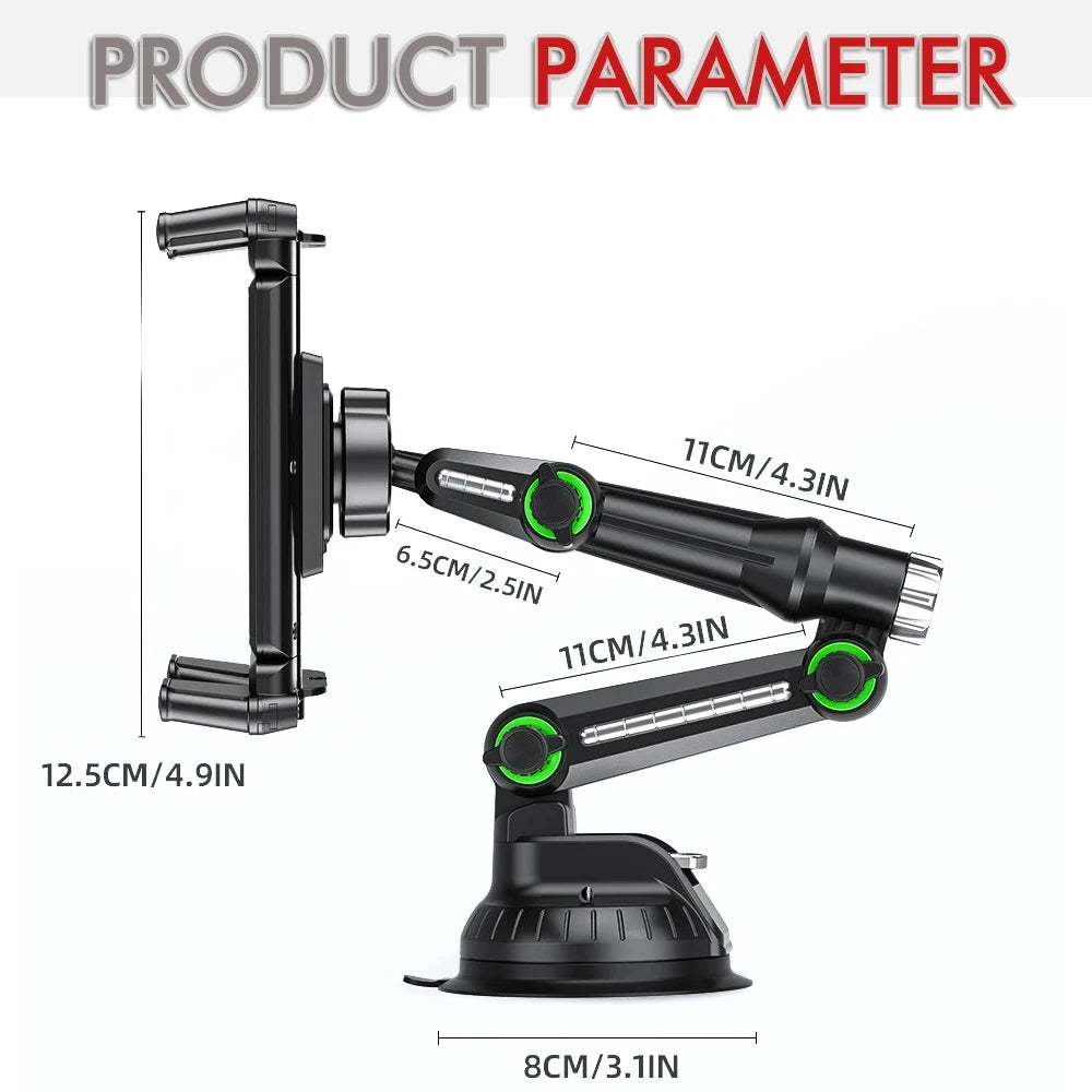 Car Tablet/Folding Screen Universal Phone Holder 1260 Degree Adjustable Rotation Clamp Range 4.7 - Automotive LED Light