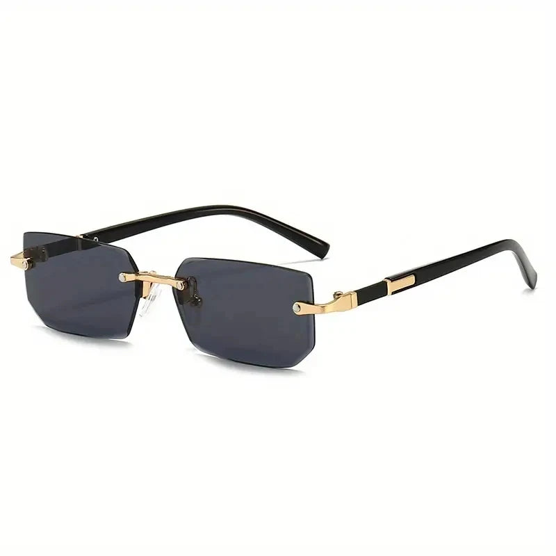 Rimless Sunglasses Rectangle Fashion Popular Women Men Shades Small Square Sun Glasses For Femal - Automotive LED Light
