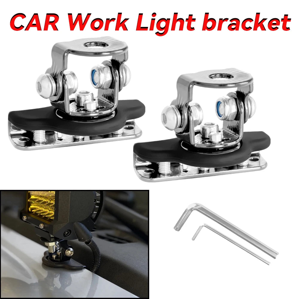 Car Hood Pillar LED Work Light Mount Clamp Bracket Stainless Steel Universal Offroad Light Bar H - Automotive LED Light