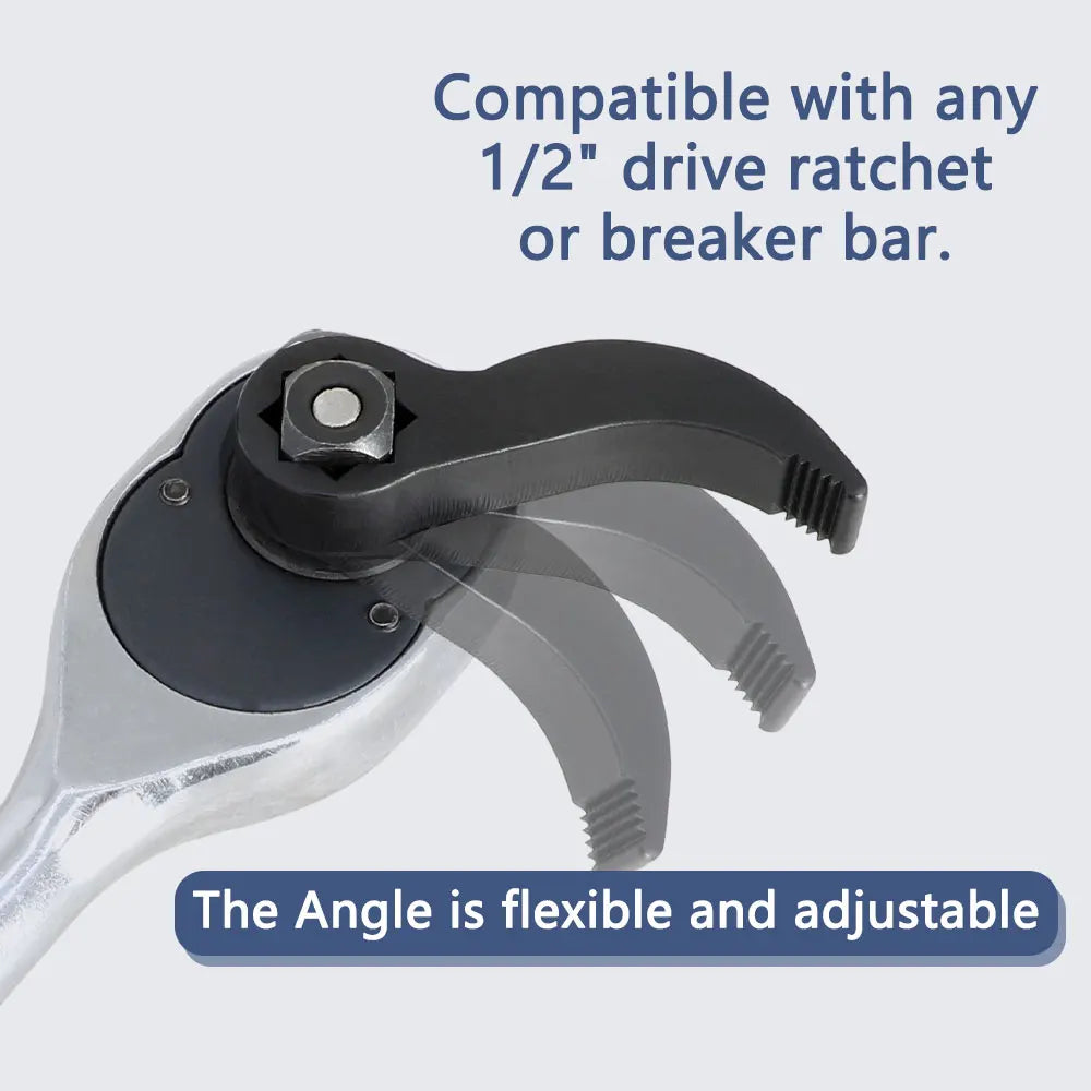 Bull Horn Pry Bar Adapter Head Tool Adjustable Angle Bar for 1/2 Ratchet Open-End Wrench Half Sh - Automotive LED Light