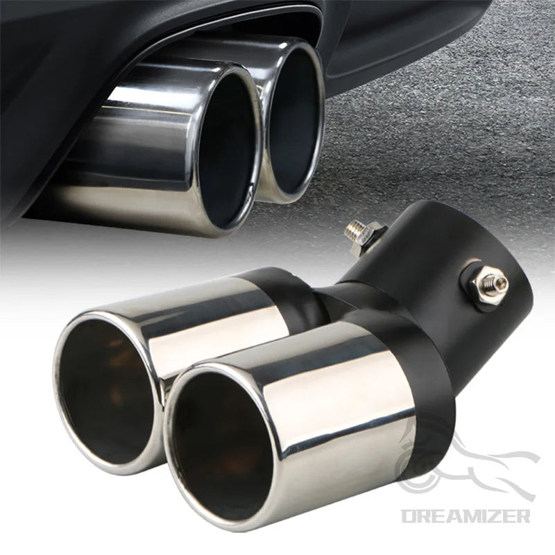 Car Styling Universal Car Decoration Chrome Tail Pipe Car Exhaust Trim Muffler Pipe Tail Stainle - Automotive LED Light