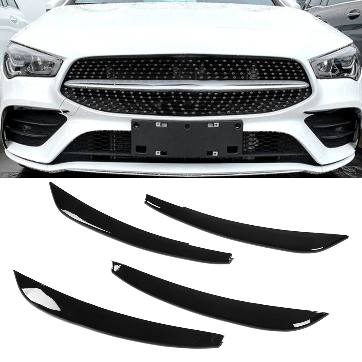 4Pcs/Set Front Bumper Fog Light Grille Cover Trim Replacement for Mercedes CLA C for Mercedes W118 C118 CLA - Automotive