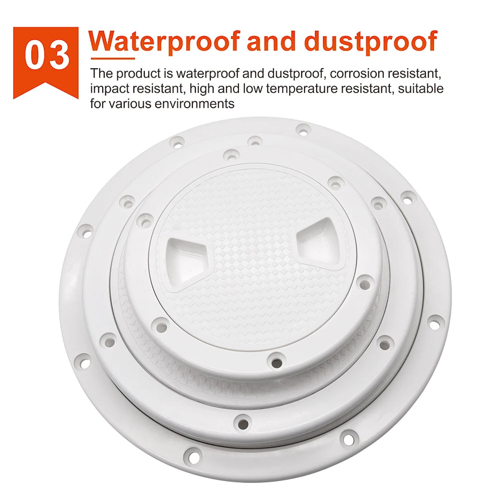 ABS Round Hatch Cover White 4' 6' 8' Deck Plate Non Slip Screw Out Deck Inspection Plate for Mar - Automotive LED Light