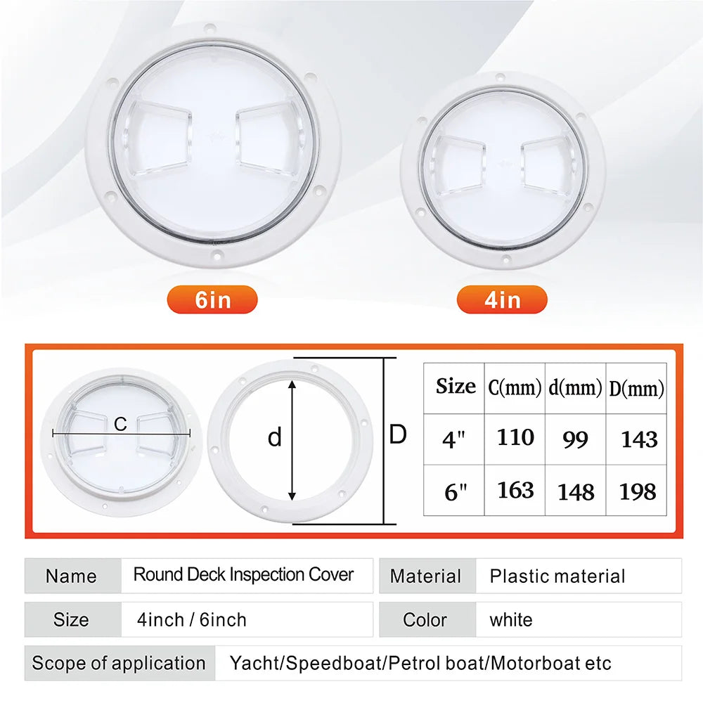 Arrival Round Deck Plate Marine Access Boat Inspection Hatch Cover Plate Cut Out ABS Plastic Ant - Automotive LED Light
