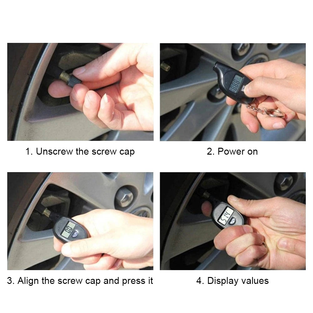0.2-10 Bar 3-150PSI Digital Tester Gauge Car Tire Pressure Test Meter Tyre Diagnostic Truck Dirt - Automotive LED Light