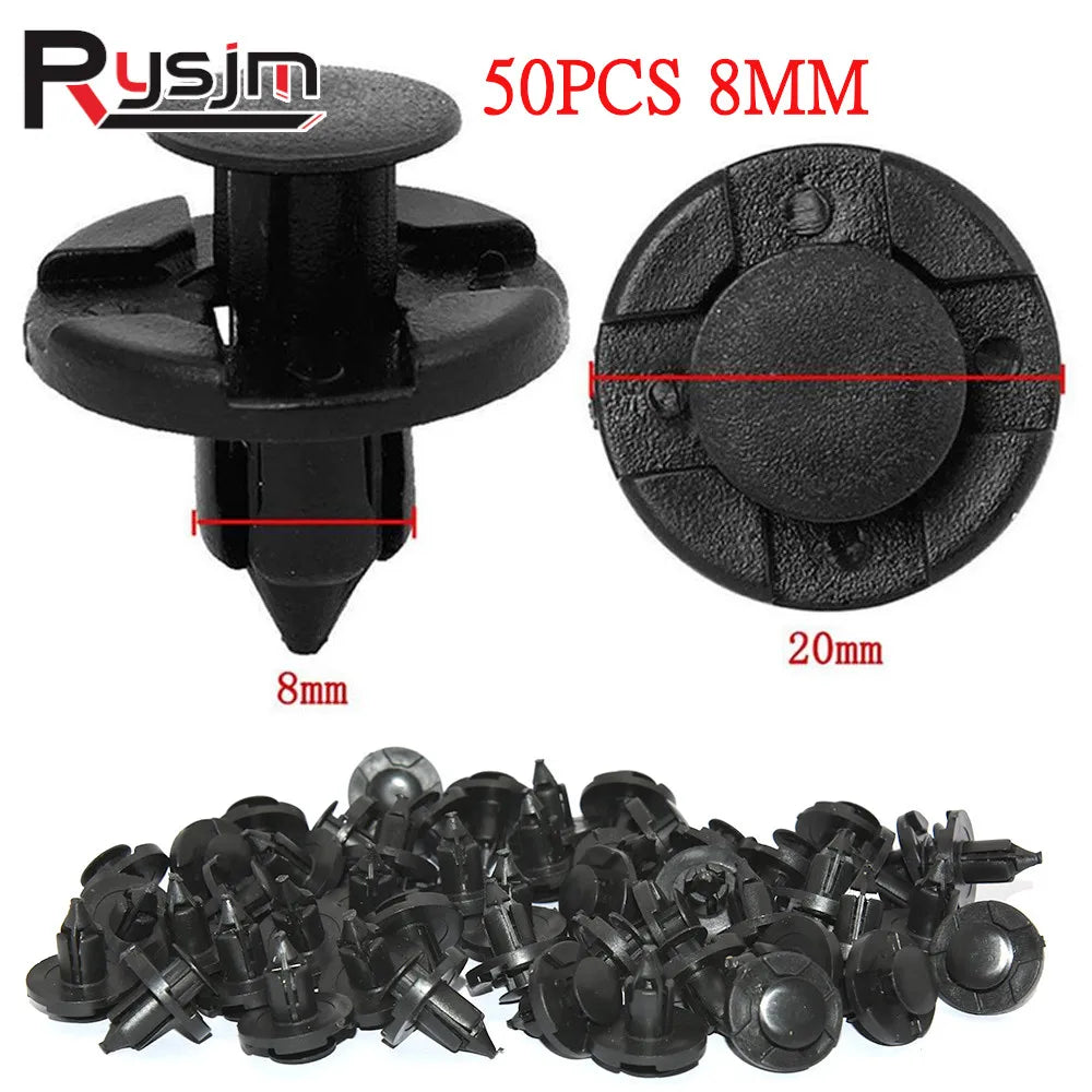 50pcs 8mm Auto Fastener Clip Car Body Push Retainer Pin Rivet Bumper Door Trim Panel Retainer Fa - Automotive LED Light