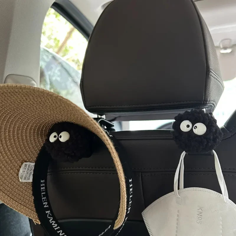 Cute Little Coal Ball Car Seat Back Hook Storage Car Headrest Organizer Food Bag Handbag Car Dec - Automotive LED Light