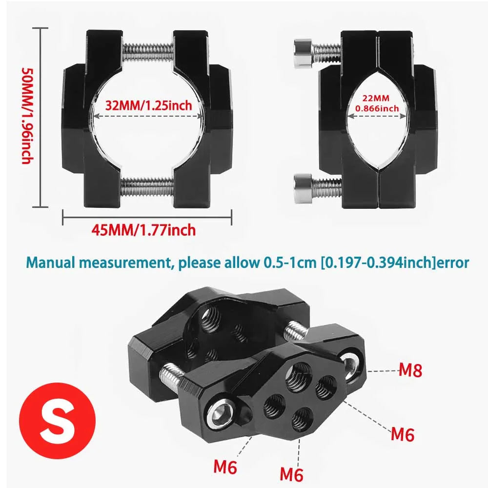 Motorcycle Lamp Bracket 22-32mm Multifunction Holder Handle Fixed Bumper Headlight Light Clamp M - LED Motorcycle Light