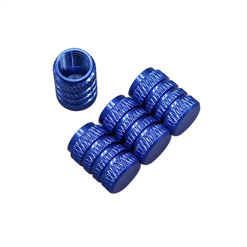 4Pcs Silver Car Tire Valve Stems Cap Knurling Style Tire Valve Cap Aluminum Tire Wheel Stem Air  - Automotive LED Light