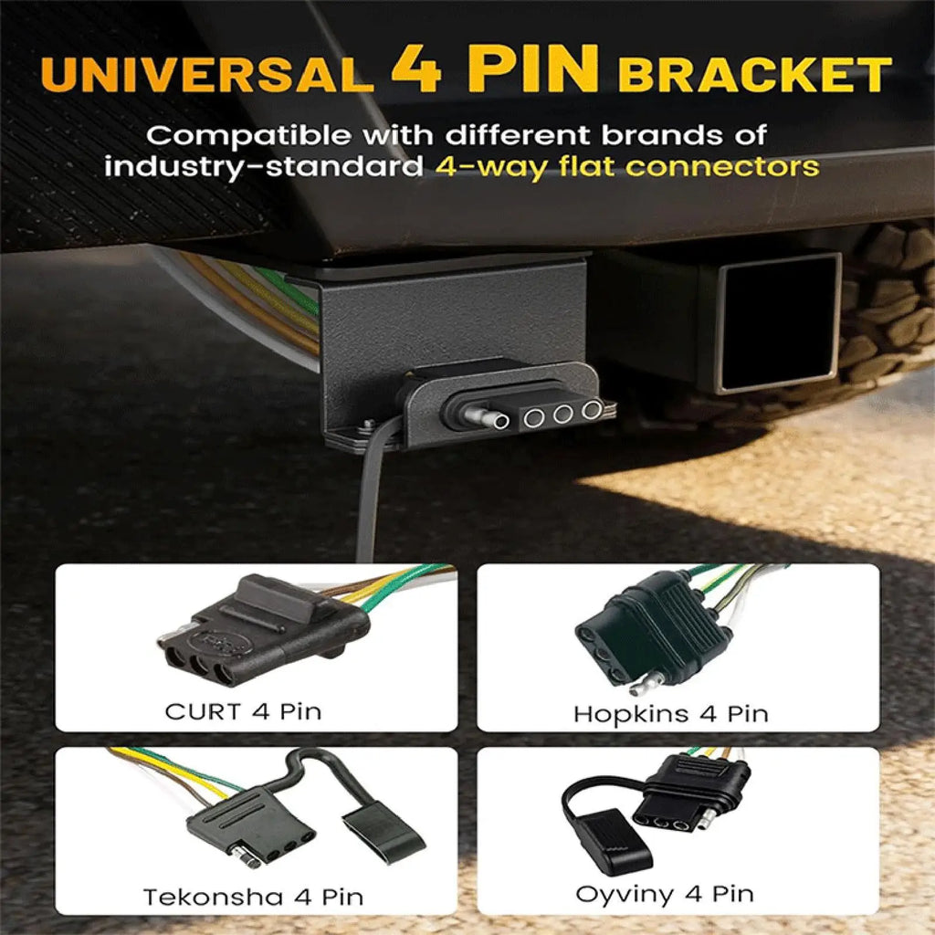 2 Pieces 4 Pins Trailer Harness Brackets Replacement Easy to Install 4 Way - Automotive LED Light