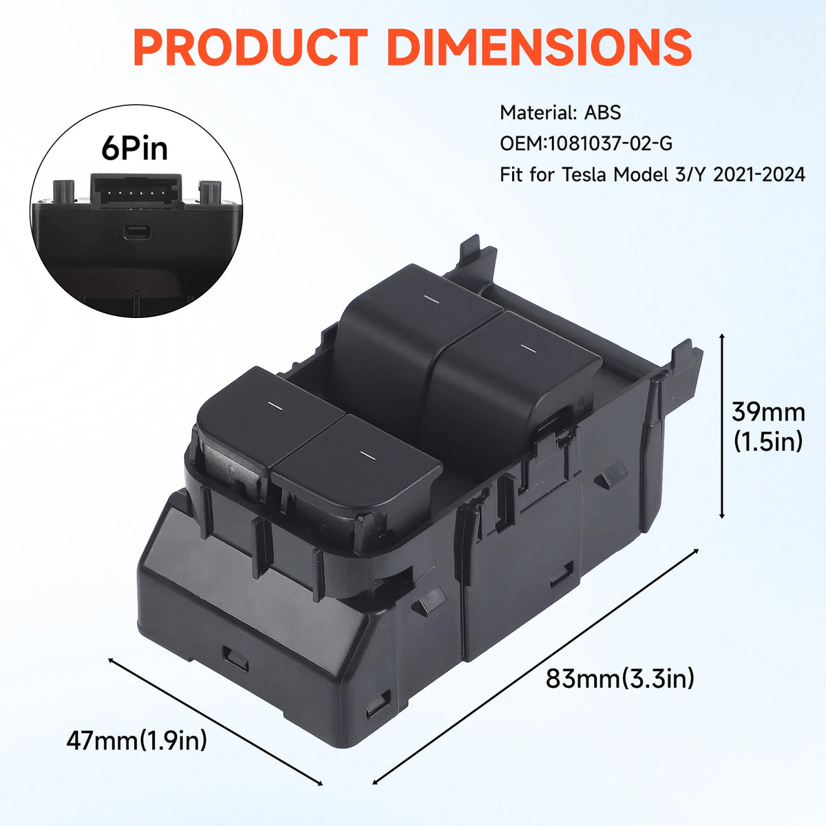 For Tesla Model 3 2020-2024 Model Y 2021-2024 Master Power Window Switch MatteBl for Tesla Model 3 Model Y 2020-2024 - A