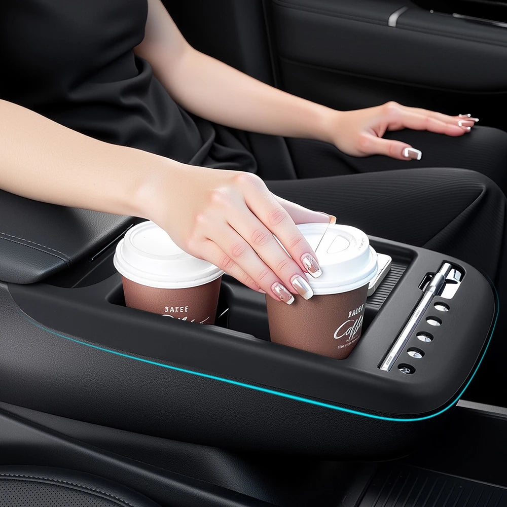 Silicone Armrest Storage Tray Cover For Hyundai Tucson 2025 2026 Center Console Divider Organize - Automotive LED Light