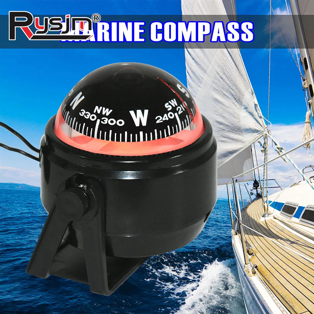 Ball Shaped Boat Compass Vehicle Navigation Car Compass with Dial Sea Pivoting Marine Boat Compa - Automotive LED Light