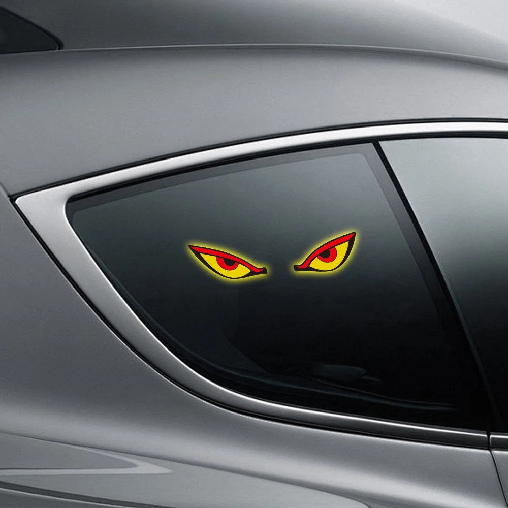 1Pc LED Dynamic Expression Neon Light Car Solar Devil Eye Light, Rear Window Anti-Rear-End Warni - Automotive LED Light