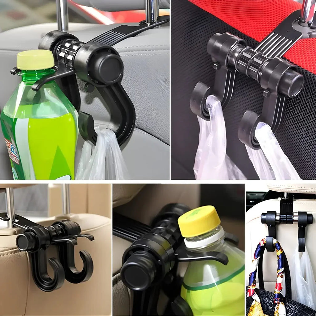 2/4Pcs Universal Car Hook Seat Multifunctional Car Backrest Storage Hook 360° Rotating Storage D - Automotive LED Light