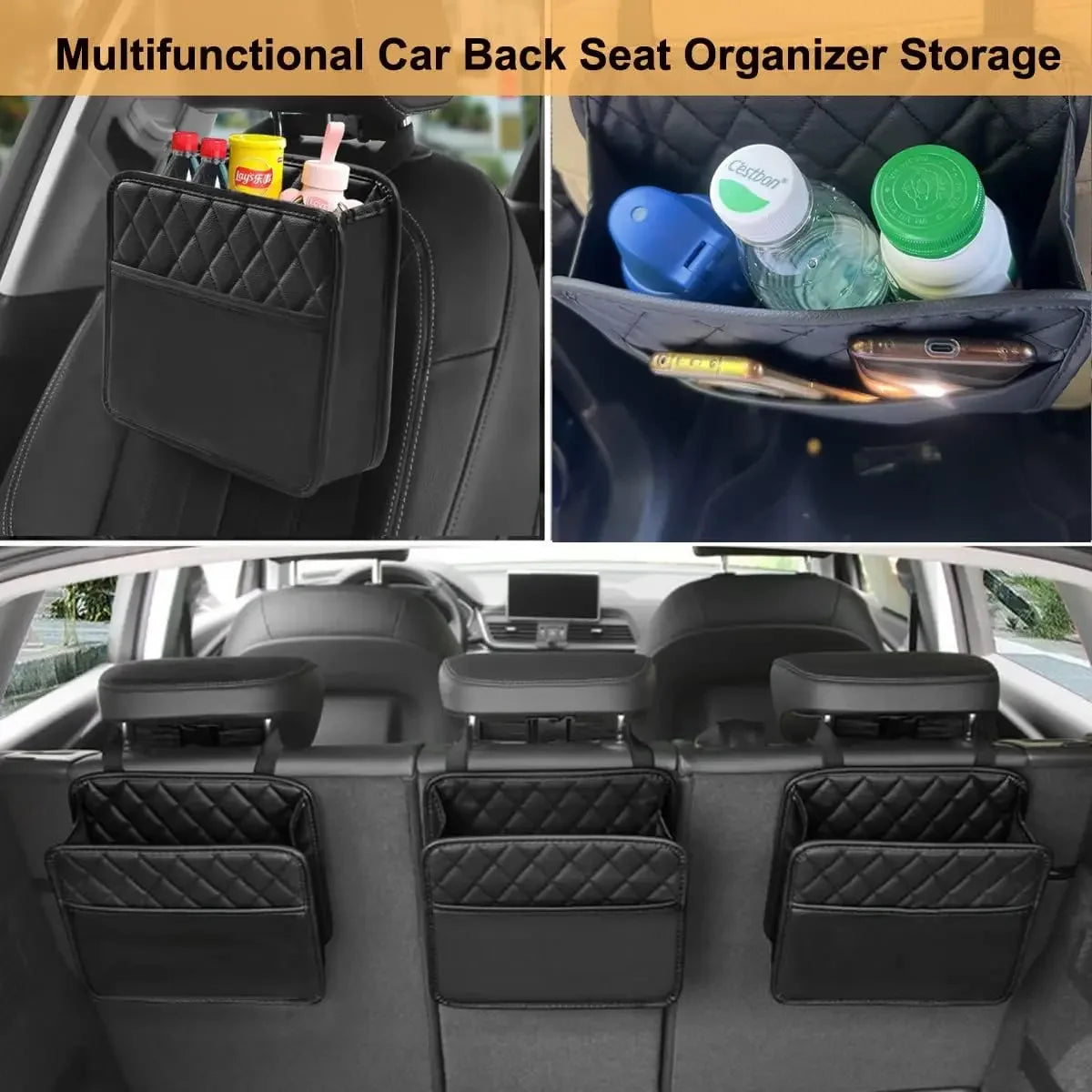Car Organizer Multi-functional Car Seat Storage Bag Waterproof Hanging Car Seat Organizer Garbag - Automotive LED Light