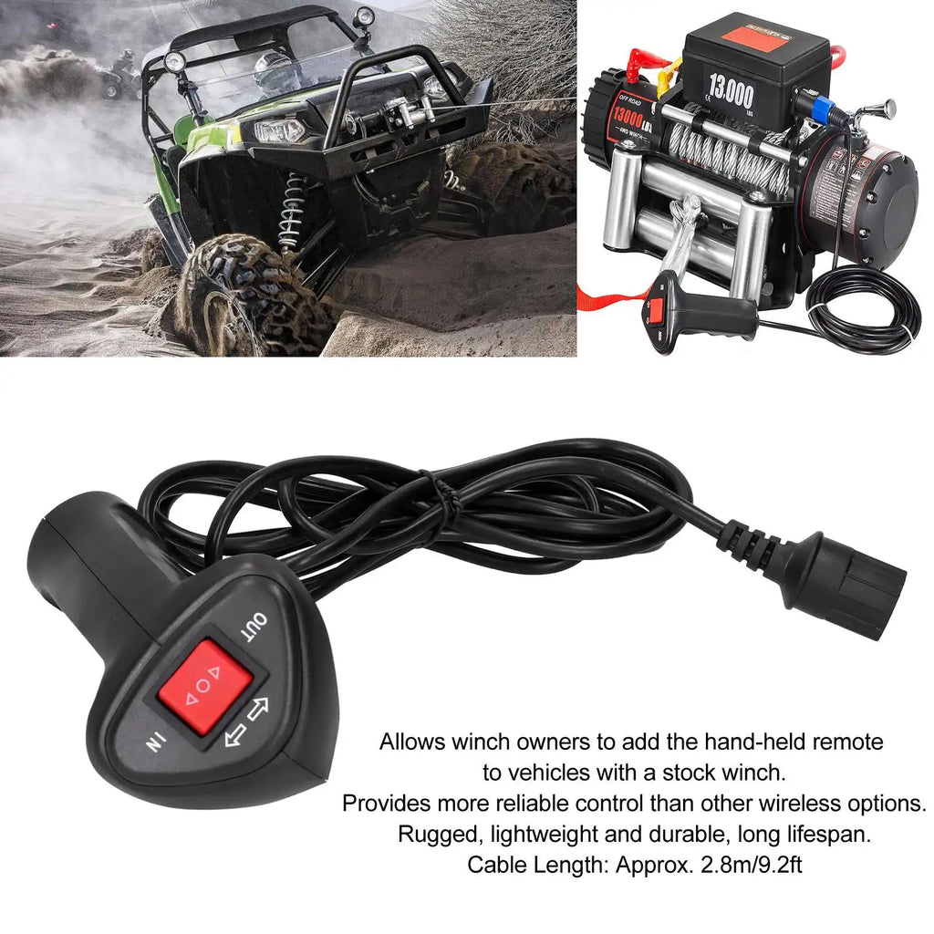 3pin Winch Controller Electric Winch Remote Control Controller with 9.2ft Cable for Car Off‑Road - Automotive LED Light