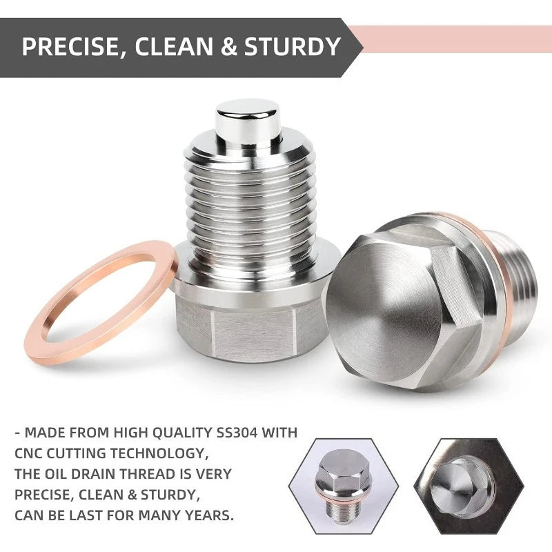 Premium Stainless Steel Magnetic Oil Drain Plug Screw Nut Oil Pan Nut M16*1.5/M1 for M16 M12 M14 - Automotive LED Light